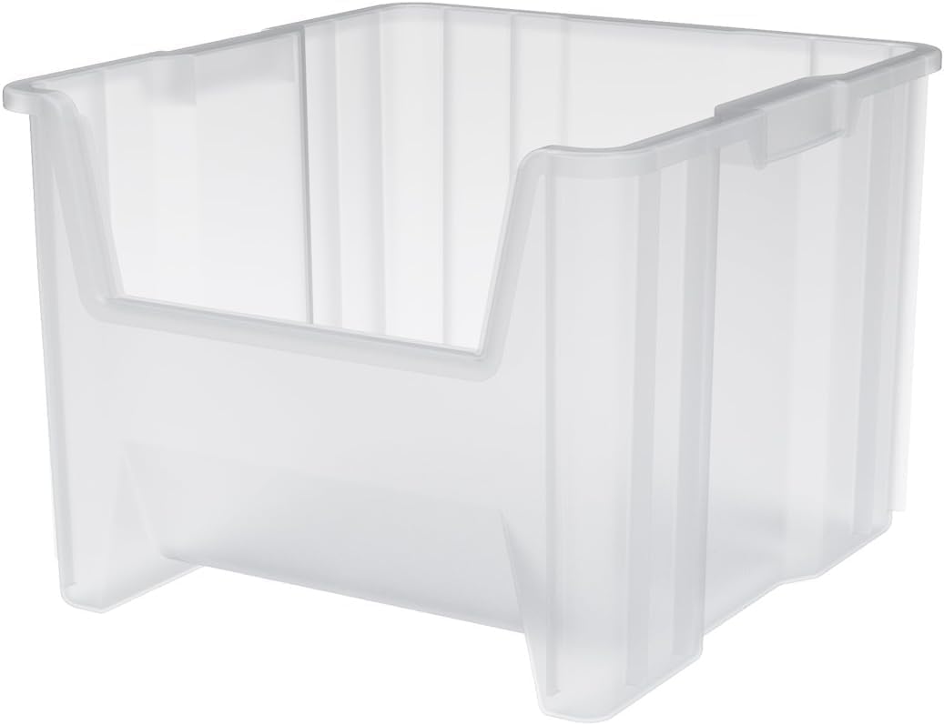 Akro-Mils 13018 Stak-N-Store Stackable Storage Bins, Heavy Duty Garage Storage Containers, Open Front Plastic Organizer for Tools, Shelves, Closet Organizer, 17-1/2" x 16-1/2" x 12-1/2", Clear, 2-Pack