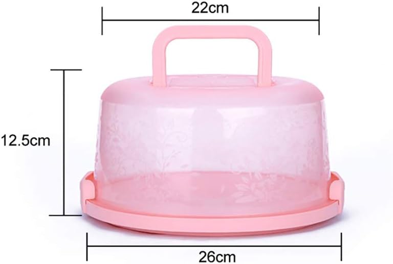 HEEPDD Pink Portable Cake Carrier with Handle and Lid, 8 Inch Cake Container Box for Transport, Storage of Pies, Cupcakes, and Baked Goods