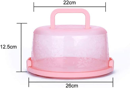 HEEPDD Pink Portable Cake Carrier with Handle and Lid, 8 Inch Cake Container Box for Transport, Storage of Pies, Cupcakes, and Baked Goods