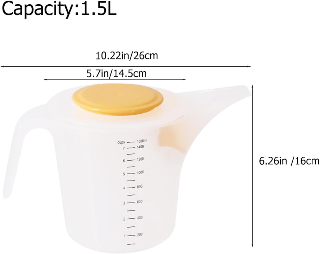 Measuring Cup with Handle and Lid 1.5l Kitchen Baking Mixing Bowl with Scale Splash-proof Multifunctional Egg Beater Cup for Liquid and Batter Measurement