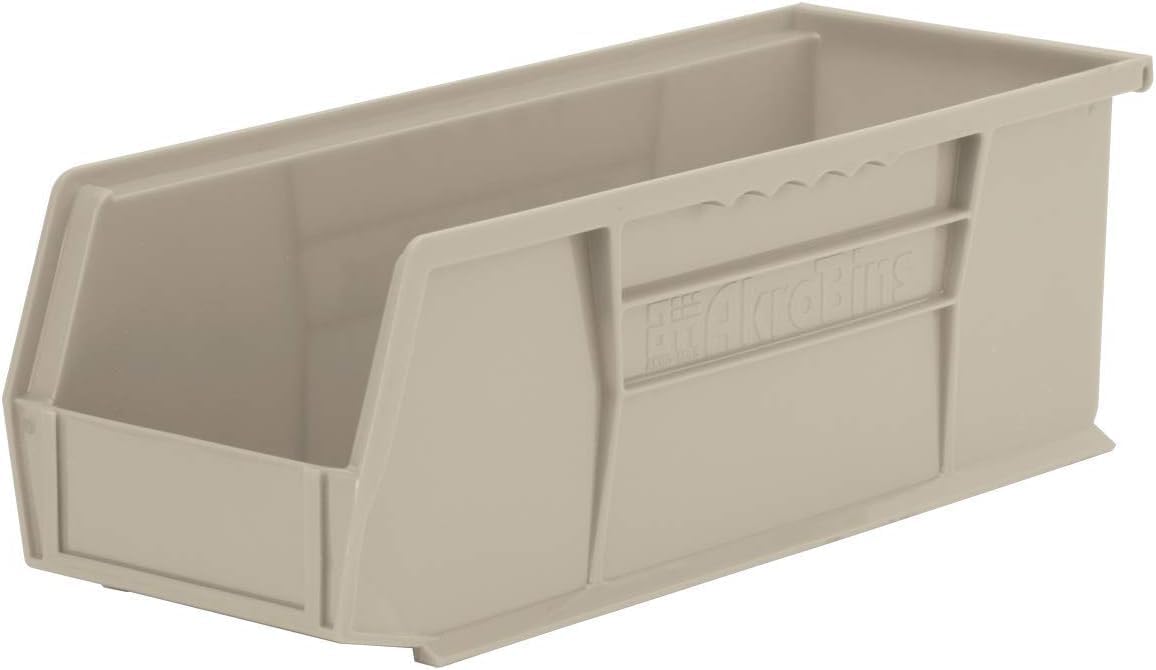 Akro-Mils 30234 AkroBins Plastic Storage Bins, Space-Saving Stackable Bins for Garage, Pantry, Craft Organization, 15" x 5" x 5", Clear, 12-Pack