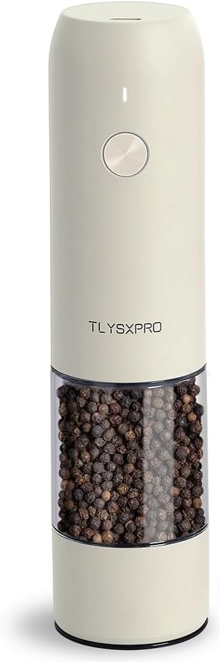 Electric Salt and Pepper Grinder, USB Rechargeable, Automatic Salt and Pepper Shaker, Adjustable Coarseness, Electric Pepper Mill, LED Light, Refillable, Kitchen Gadget (1-Pack, Stainless Steel)