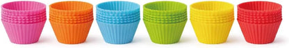 Premium Reusable 30 Pcs Silicone Baking Muffin Cups - 6 Bright Rainbow Colors, Food Grade Non-Stick Liners, Cupcake Molds