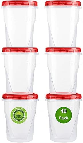 Soup Freezer Food Storage Containers With Screw On Lids [16 Oz -10 Pack] Reusable Plastic Container leak proof, Airtight, Stackable, Microwave Safe BPA Free