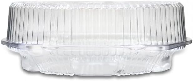 DFI Clamshell 9" Deep Pie Container with Hinged Lid LBH-992 Clear | 100/Case | For 9" Pies, 4" Tall Crystal Clear, Freshness Seal, Snap Closure, Freezer Safe, Stackable, Durable, 10.4" x 10" x 4"