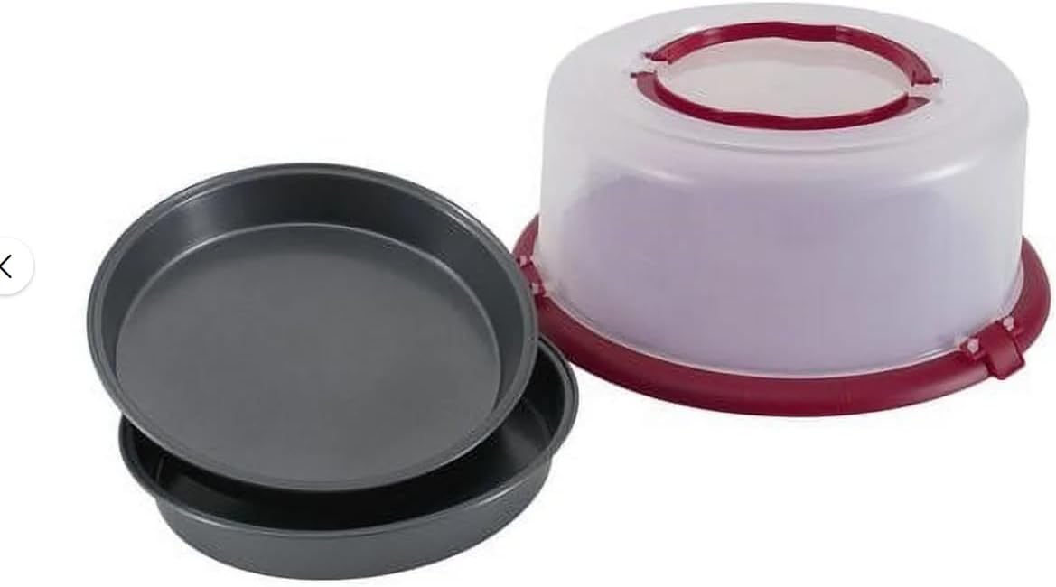 Cake Pan & Carrier Set Locking Lid and Handles Non-Stick Pans, Kitchen Bakeware, Dishwasher Safe