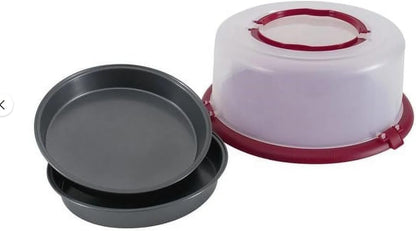 Cake Pan & Carrier Set Locking Lid and Handles Non-Stick Pans, Kitchen Bakeware, Dishwasher Safe
