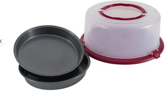 Cake Pan & Carrier Set Locking Lid and Handles Non-Stick Pans, Kitchen Bakeware, Dishwasher Safe