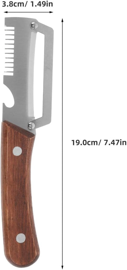 2 Pack Multi-Functional Vegetable Peeler, 3-in-1 Stainless Steel Peeler Shredder with Bottle Opener, Multifunctional Vegetable and Fruit Slicing Knife with Wooden Handle for Kitchen