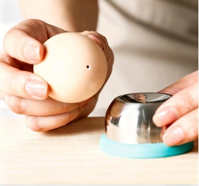 Stainless Steel Egg Piercer - Egg Opener for Hard Boiled Eggs, Egg Poker with Sharp Pin & Anti-Slip Base, Perfect Hard Boiled Egg Peeler Tool, Easy Peel Kitchen Gadget Gift (Blue(simple))
