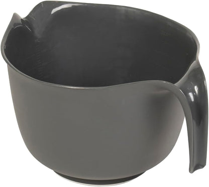 Glad Mixing Bowl with Handle – 3 Quart | Heavy Duty Plastic with Pour Spout and Non-Slip Base | Dishwasher Safe Kitchen Supplies for Cooking and Baking, Red
