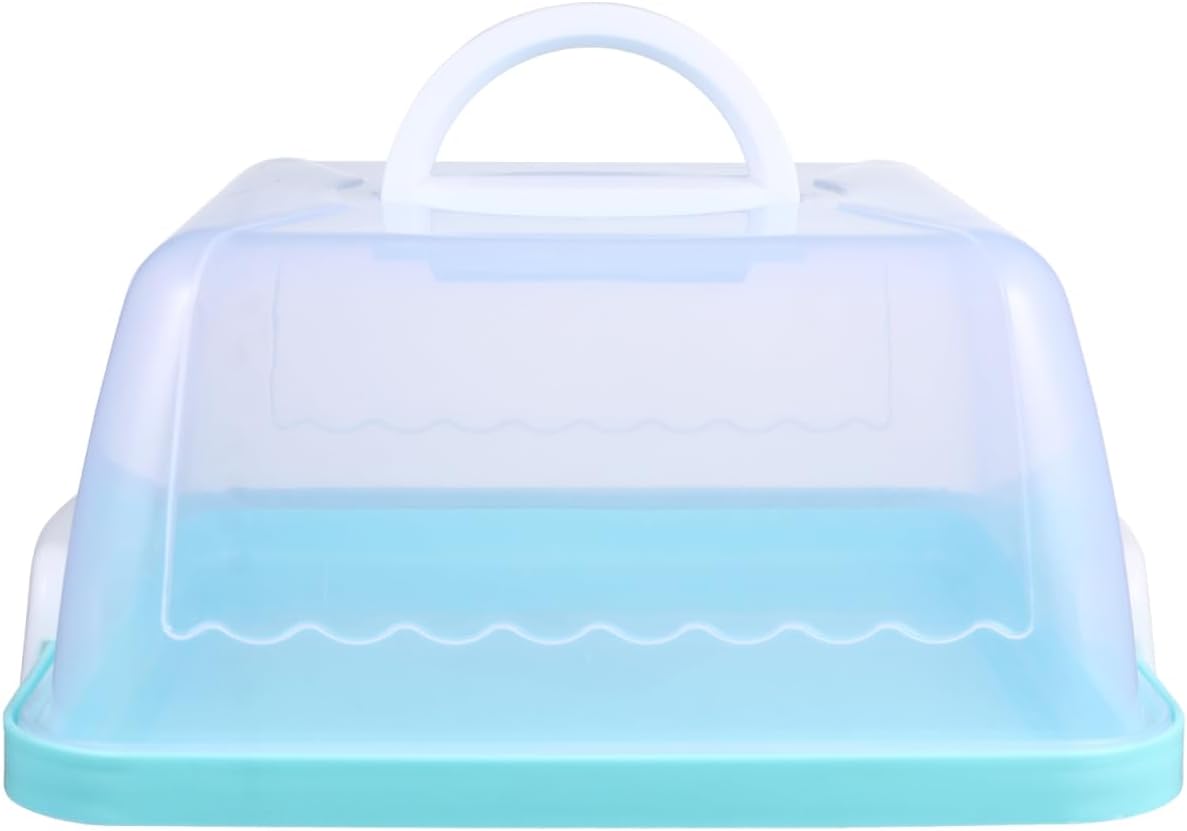 Square Cake Carrier Cover Portable Cake Carrier Cake Storage Box Handle Blue 8 Inch