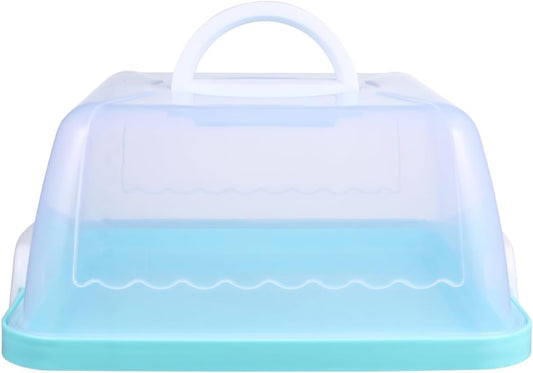 Square Cake Carrier Cover Portable Cake Carrier Cake Storage Box Handle Blue 8 Inch
