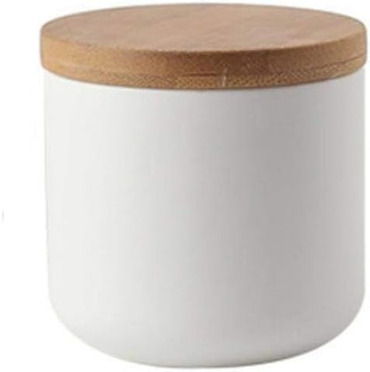 Ceramic Food Storage Jar Canister Modern Design Food Canisters with Airtight Seal Bamboo Lid, Loose Tea Coffee Spice Nuts Snacks Storage Jar Canister (Black 7.03oz/200ml)