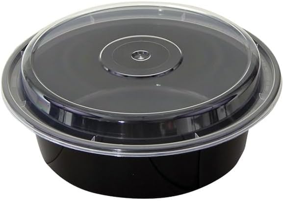 Reusable Round To-Go Food Meal Prep Storage Containers with Leak Proof Snap Lids (10, 48oz)