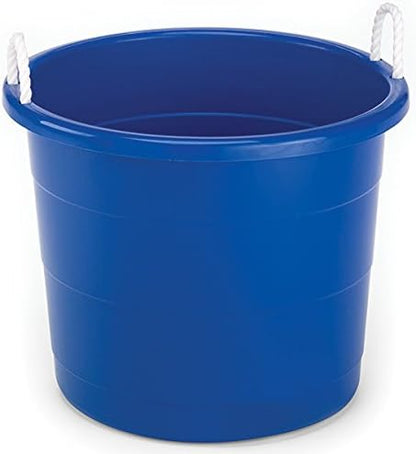 HOMZ 2-Pack Utility Tub, Large Plastic Storage Bucket with Rope Handles, 17 Gallon, Black - Portable Indoor and Outdoor Buckets for Kitchen, Laundry, Garden, Bathroom, and Garage Organization