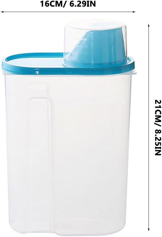 Wakauto Clear Cereal Container with Pour Spout and Measuring Cup Airtight Watertight Food Storage Container for Rice Grain Oatmeal Sugar Nuts Beans 8.26 X 6.29 X 3.14 in