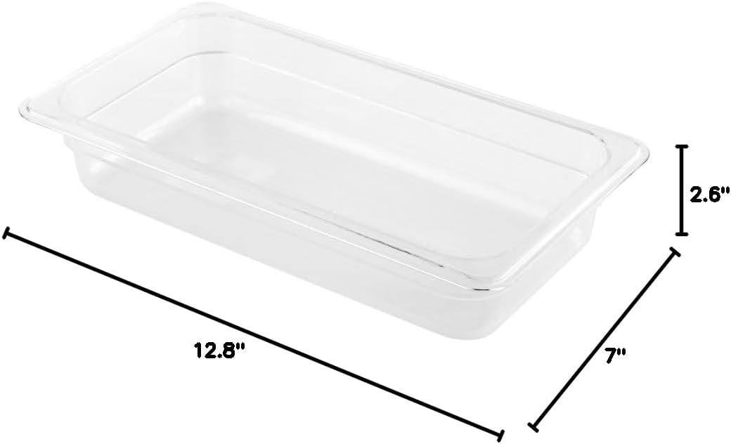 Restaurantware-2.5 Inch Deep Food Pans, 1 1/6 Size Commercial Food Storage Container - Freezable, Break-Resistant, Clear Plastic Cold Pans, Dishwashable, For Kitchens, Restaurants, Or Cafeterias