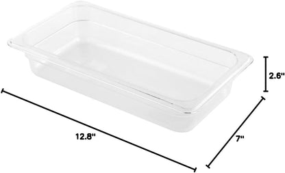Restaurantware-2.5 Inch Deep Food Pans, 1 1/6 Size Commercial Food Storage Container - Freezable, Break-Resistant, Clear Plastic Cold Pans, Dishwashable, For Kitchens, Restaurants, Or Cafeterias