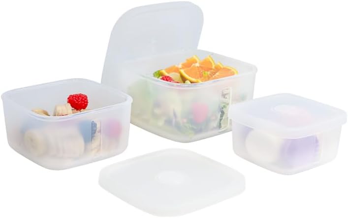 OTB Set of 2 Reusable Silicone Containers Clear, Nesting Leak-free Silicone Food Storage Boxes, BPA Free, Airtight, Dishwasher and Freezer Safe