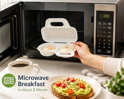 Microwave Egg Poacher BPA-Free by Dependable Industries Inc. Essentials – Quick & Easy 2-Cavity Egg Cooker for Perfect Poached Eggs in Minutes – Dishwasher & Microwave Safe