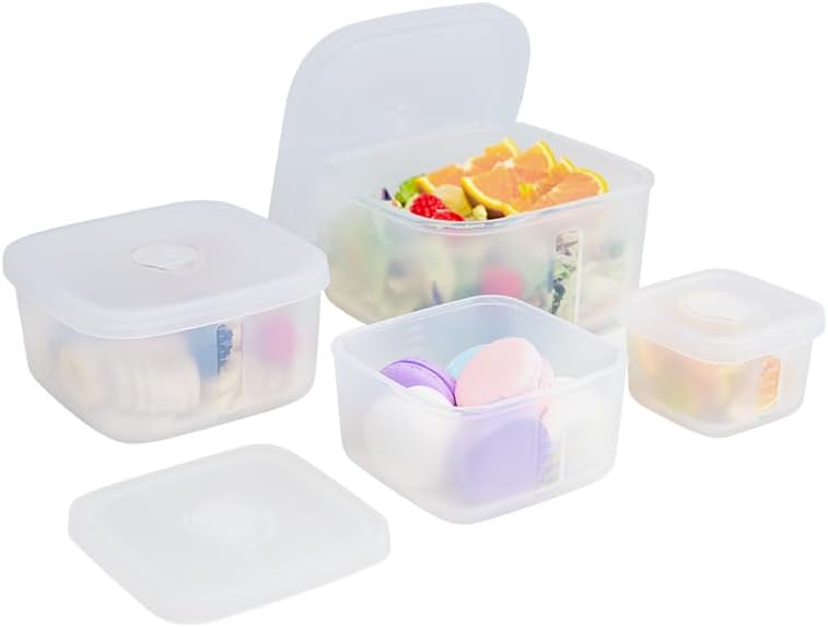 OTB Set of 2 Reusable Silicone Containers Clear, Nesting Leak-free Silicone Food Storage Boxes, BPA Free, Airtight, Dishwasher and Freezer Safe