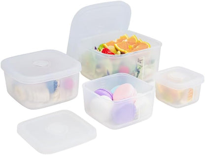 OTB Set of 2 Reusable Silicone Containers Clear, Nesting Leak-free Silicone Food Storage Boxes, BPA Free, Airtight, Dishwasher and Freezer Safe