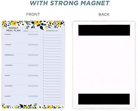 Weekly Magnetic Meal Planner Notepad - Food Planning Organizer and Grocery List Pad, Premium 52 Pages, with Tear Away Perforated Shopping List