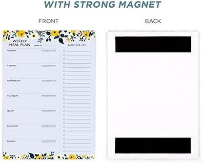 Weekly Magnetic Meal Planner Notepad - Food Planning Organizer and Grocery List Pad, Premium 52 Pages, with Tear Away Perforated Shopping List