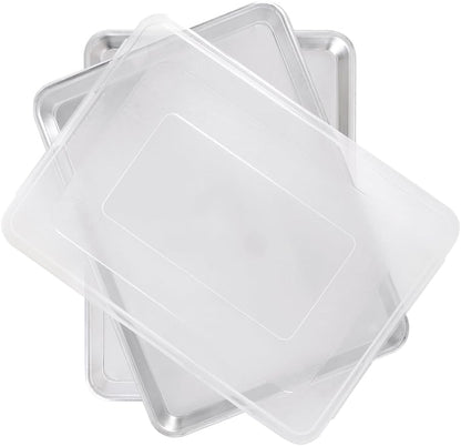 Nordic Ware Naturals Half Sheet Set - USA Made Aluminum Commercial Quality Sheet Pan for Baking or Roasting, Encapsulated Galvanized Steel Rim Prevents Warping, 2pk Half + Lid