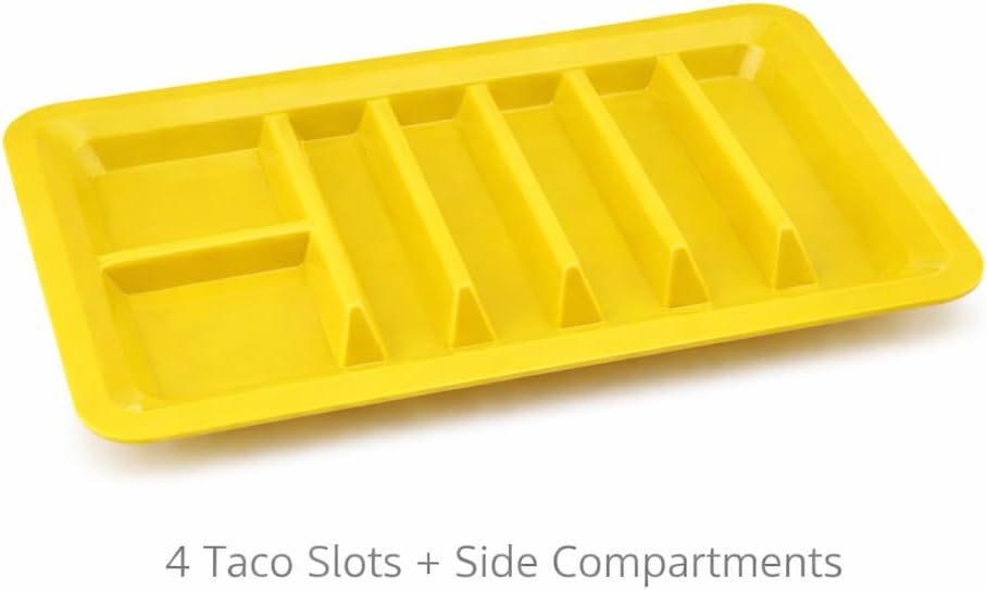 Set of 3 Taco Holder Plates – Plastic Divider Taco Trays with Stand-Up Slots, BPA-Free, Dishwasher & Microwave Safe