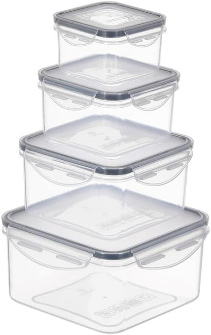 4 Pcs Food Storage Containers with Lids Airtight - BPA-Free, 100% Leak-Proof, Meal Prep Containers for Kitchen Storage and Organization, Dishwasher & Microwave, Freezer Safe(Square)