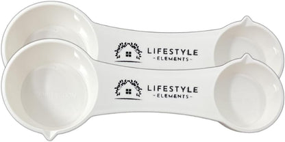 All In One Measuring Spoon Pack of 2 Includes 1 Tbsp 1 Tsp 1/2 Tsp 1/4 Tsp Measures Plastic Measuring Spoons Use for Dry Ingredients or Liquids Durable Rugged Dishwasher Safe Made in USA