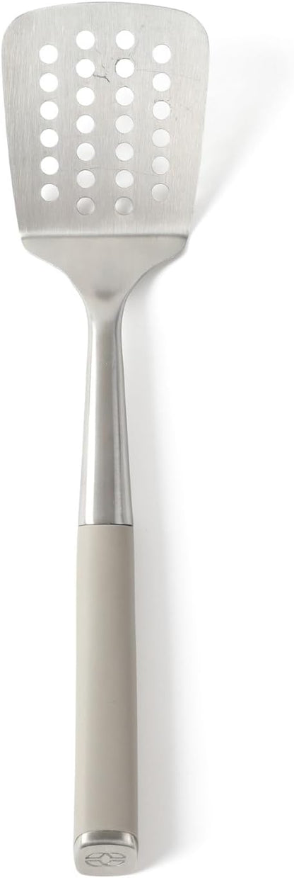 Calphalon Slotted Turner, Kitchen Flipping Spatula, Slotted Spatula, Stainless Steel Turner with Silicone Heat Resistance Handle, Nonstick-Safe Spatula for Draining and Flipping (Navy)