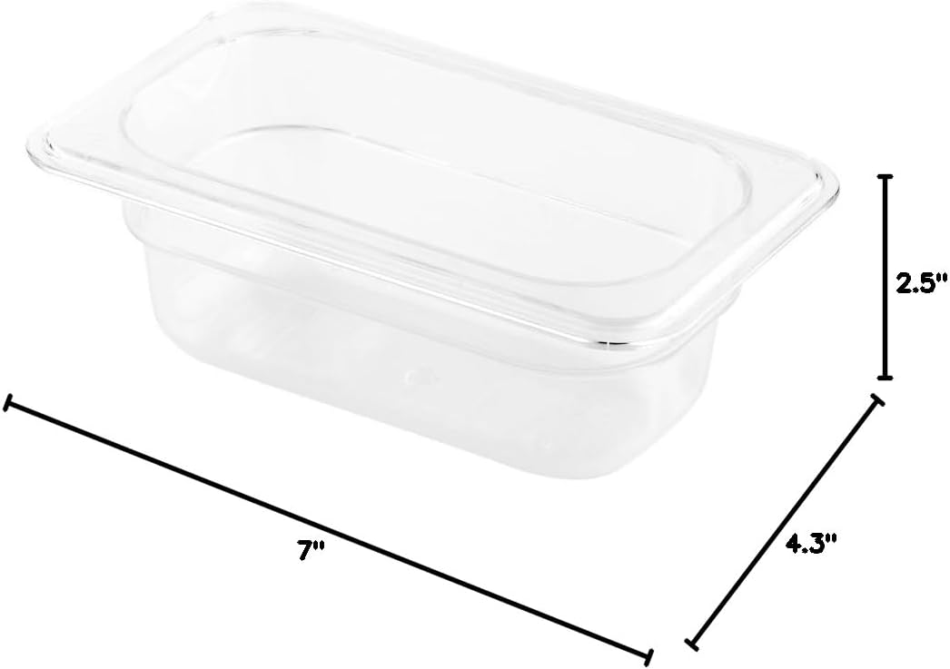Restaurantware-2.5 Inch Deep Food Pans, 1 1/6 Size Commercial Food Storage Container - Freezable, Break-Resistant, Clear Plastic Cold Pans, Dishwashable, For Kitchens, Restaurants, Or Cafeterias