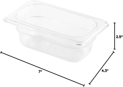 Restaurantware-2.5 Inch Deep Food Pans, 1 1/6 Size Commercial Food Storage Container - Freezable, Break-Resistant, Clear Plastic Cold Pans, Dishwashable, For Kitchens, Restaurants, Or Cafeterias