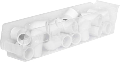Akro-Mils 30128 Plastic Shelf Bins, Heavy Duty Storage Bins for Garage, Closet, and Drawer Organization, 457 x 102 x 102 Mm, Clear, 12 Count