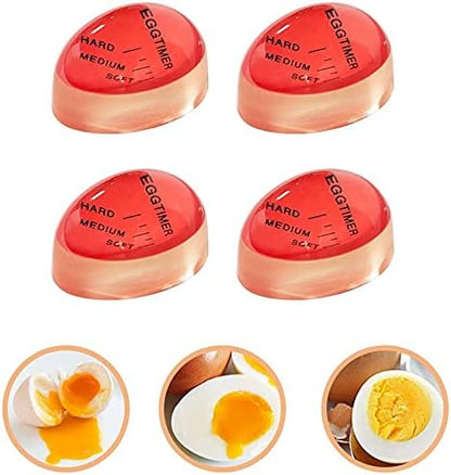 Egg Timer for Boiling Egg, 4 Pack Eco-Friendly Resin Egg Timers, Heat Sensitive Soft Medium Hard Boiled Egg Color Changing Timer Reusable Food Grade Safe Egg Timer Kitchen Gadget Tools, BPA Free