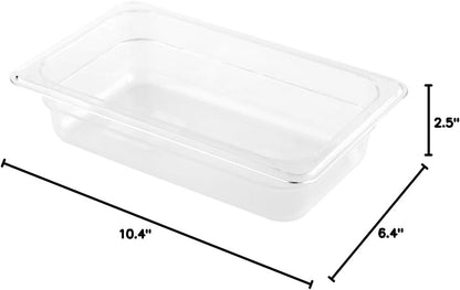 Restaurantware-2.5 Inch Deep Food Pans, 1 1/6 Size Commercial Food Storage Container - Freezable, Break-Resistant, Clear Plastic Cold Pans, Dishwashable, For Kitchens, Restaurants, Or Cafeterias