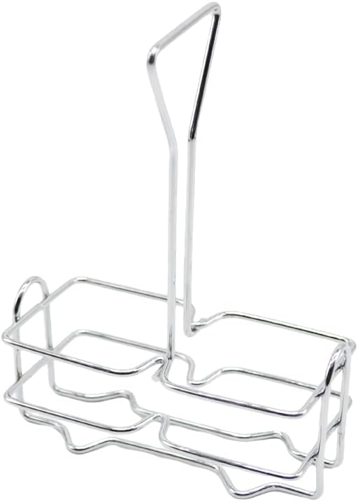 KALDEWEI 1 Pack Caddy Holder Rack for 6oz 180ml Oil & Vinegar Glass Cruet with Stainless Steel Screw-On Lid, Tabletop Square Shape Bottle Dispenser