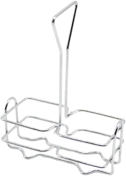 KALDEWEI 1 Pack Caddy Holder Rack for 6oz 180ml Oil & Vinegar Glass Cruet with Stainless Steel Screw-On Lid, Tabletop Square Shape Bottle Dispenser