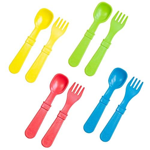 Re-Play Toddler Forks and Spoons Set - 4x4 Utensils Set for Kids - Dishwasher and Microwave Safe - Made in USA - Set of 8-5.8" x 1.2" x 0.2" - Princess
