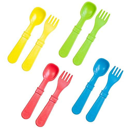 Re-Play Toddler Forks and Spoons Set - 4x4 Utensils Set for Kids - Dishwasher and Microwave Safe - Made in USA - Set of 8-5.8" x 1.2" x 0.2" - Princess