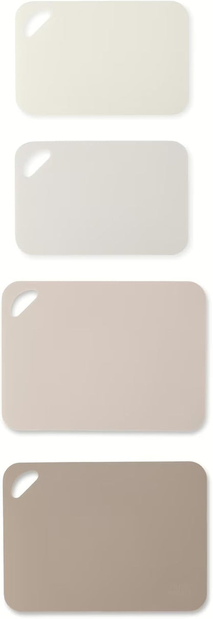 4-Piece Poly Cutting Mats Set - 2 Sizes (SM 7.5"x11.4", MD 9.8"x13.4") | Cream Color, BPA-Free Polypropylene, Easy to Clean, Non-Slip for Food Prep (Fruits, Veggies, Meats)