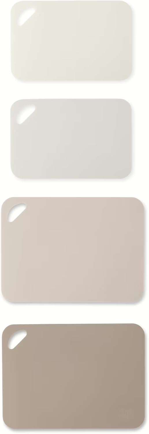 4-Piece Poly Cutting Mats Set - 2 Sizes (SM 7.5"x11.4", MD 9.8"x13.4") | Cream Color, BPA-Free Polypropylene, Easy to Clean, Non-Slip for Food Prep (Fruits, Veggies, Meats)