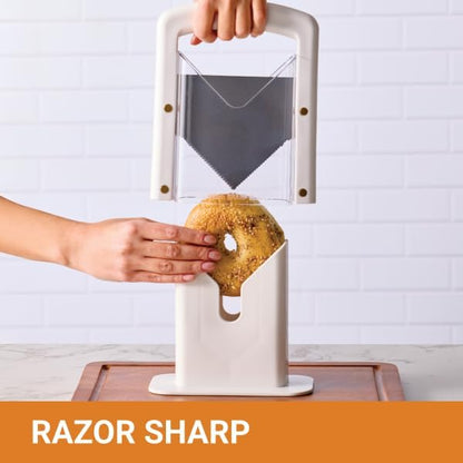 Hoan Bagel Biter Bagel Slicer and Cutter with Safety Shields - Guillotine Style Bagel Cutter Slicer for Large and Small Bagels, English Muffins, Buns, and Rolls - Compact, Dishwasher Safe