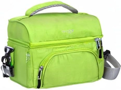 Bentgo Deluxe Lunch Bag - Durable and Insulated Lunch Tote with Zippered Outer Pocket, Internal Mesh Pocket, Padded & Adjustable Straps, & 2-Way Zippers - Fits Most Lunch Boxes (Green)