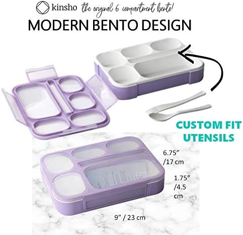kinsho Bento Lunch-Box Set for Kids includes Snack Container | 6 and 3 Compartment Boxes Leakproof School Bentos, Meal Portion Control Containers, Boys Girls Adults, Navy Blue Large + MINI 2 Pack Set