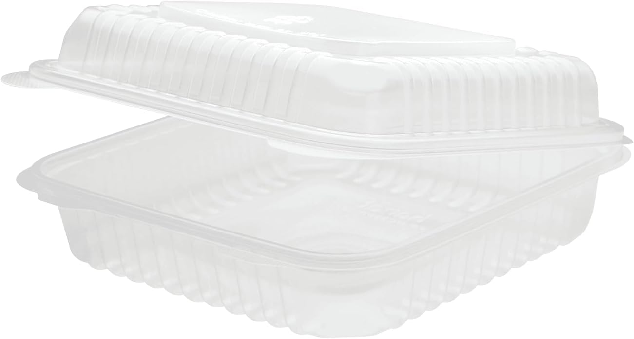 Karat FP-HC99PP-3CU 9"X 9" PP Hinged Containers 3 Compartment - (Case of 200)