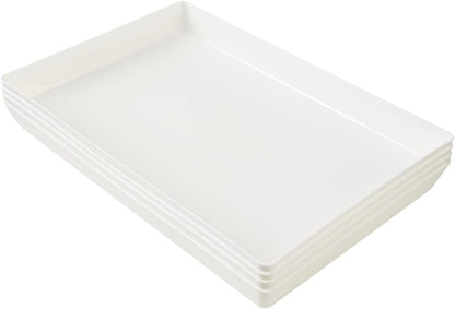 US Acrylic Coastal Plastic Serving Trays (Set of 4) 15” x 10” | Large Unbreakable Reusable Rectangular Party Platters | Serve Appetizers, Fruit, Veggies, & Desserts | BPA-Free & Made in USA